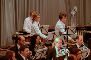 Das Horn- und ein Teil des Perkussionsregisters des Musikvereins Goldau