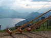 Wunderschöne Aussicht mit Hörnern von den Hinterbergen auf den Vierwaldstättersee, April 2004